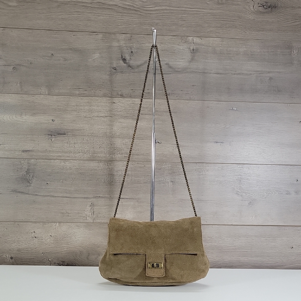 Free People Olive Green Suede Leather Shoulder Bag